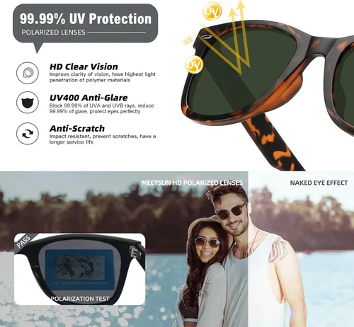 Vista 98 de MEETSUN Polarized Sunglasses for Women Men Classic Retro Square Frame Driving Sun Glasses UV Protection