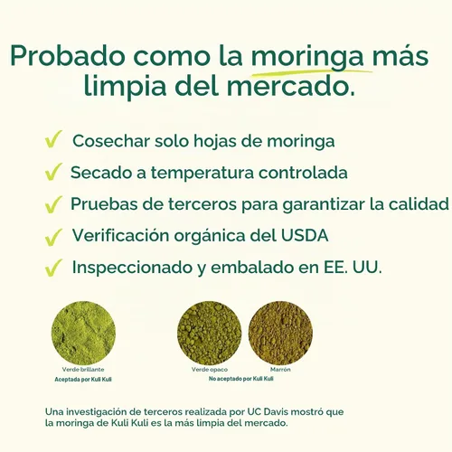 Vista 6 de Kuli Kuli Pure Organic Moringa Leaf Cápsulas de energía natural Superfood 60ct