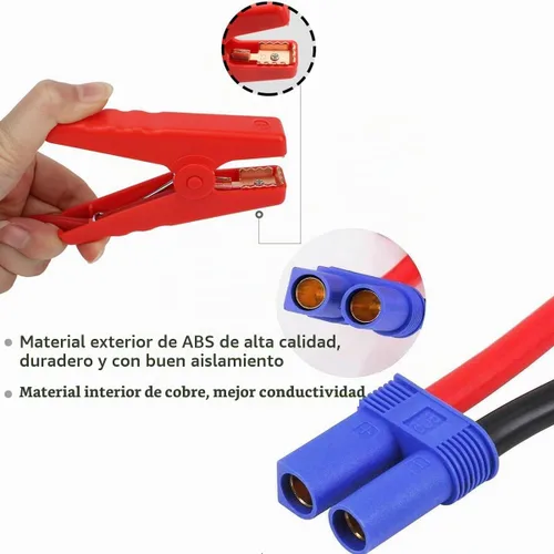 Vista 3 de Cable de Arranque con Abrazaderas, Cable de Refuerzo con Conector EC5 y Módulo de Prevención de Carga Inversa para Arranque de Coche