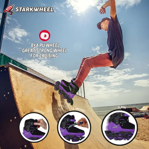 Vista 2 de Patines en línea ajustables para niños, adultos y adolescentes, ruedas de patinaje con luz completa, patines para exteriores para hombres y mujeres