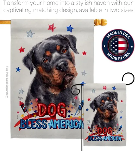 Vista 4 de Breeze Decor Kit de bandera patriótica de caoba rottweiler para casa de jardín, perro, cachorro, pata arruinada, piel canina, mascota, naturaleza