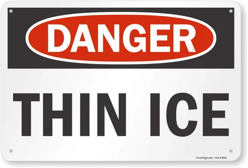 Vista 2 de SmartSign "Danger - Thin Ice" etiqueta 5" x 7" vinilo laminado reflectante 3M