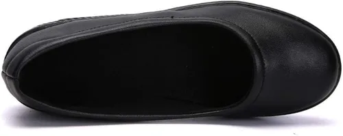 Vista 5 de Mocasines de cuña para mujer, cómodos zapatos de suela gruesa con amortiguación de aire, plataforma antideslizante, zapatos de enfermería de cuero