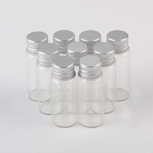 Vista 8 de Botella sellada de vidrio transparente transparente de 0.1 fl oz con tapa de aluminio de tornillo, recipientes de viales pequeños, mini botella