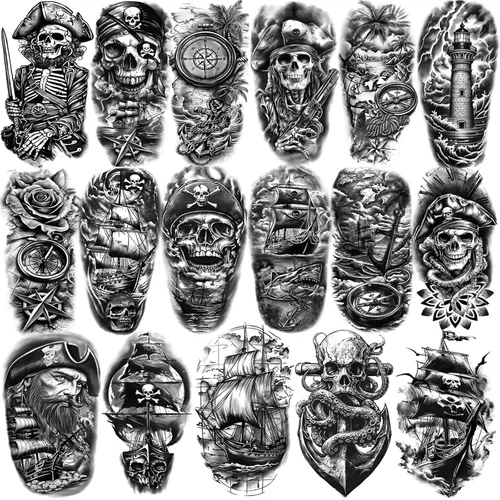 Vista 11 de 77 hojas de tatuajes temporales, 17 hojas de tatuajes de medio brazo de gatos, perros, conejos, leones y elefantes lindos para hombres, mujeres