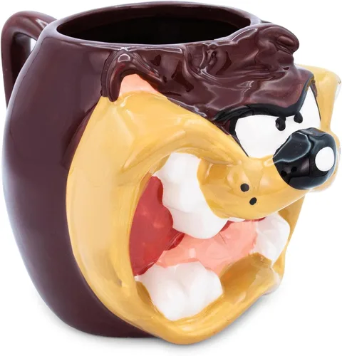Vista 2 de Silver Buffalo Looney Tunes Taz Face - Taza de cerámica esculpida en 3D, 24 onzas