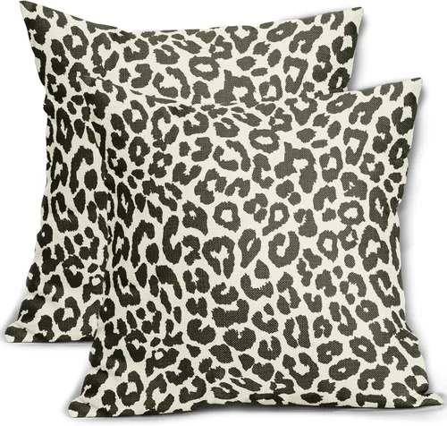 Vista 22 de Juego de 2 fundas de almohada con estampado de leopardo negro de 16 x 16 pulgadas, diseño de animal de guepardo, chinoiserie, fundas de almohada