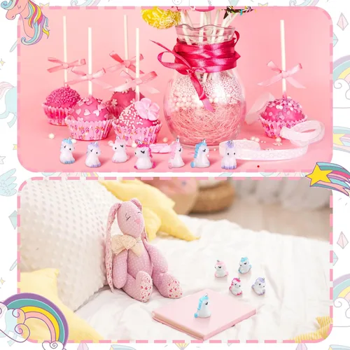 Vista 2 de Barydat 60 piezas de figuras miniatura de micro unicornio para jardín, casa de muñecas de unicornio, accesorios de jardín de hadas, paisaje
