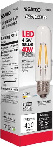 Vista 4 de Satco S9560 A15 LED foco de base mediana transparente, 4,5W