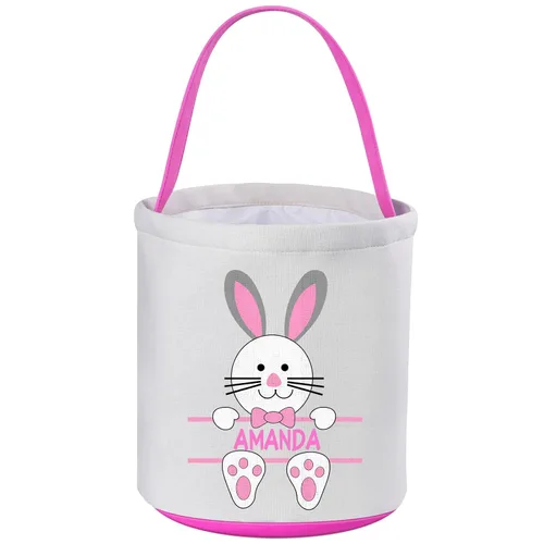 Vista 11 de Cestas de Pascua personalizadas, canasta de Pascua de VAPCUFF para niños, regalos de Pascua, bolsas de caza de huevos de Pascua para niñas y niños
