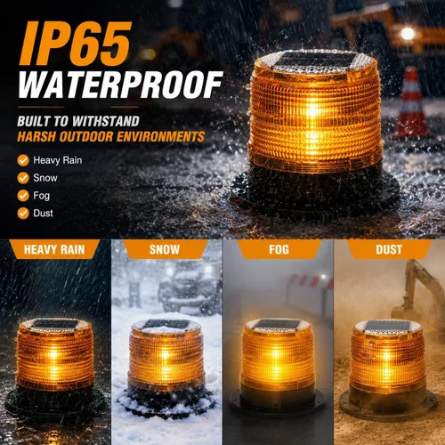 Vista 5 de Luz Estroboscópica Solar de Advertencia de Seguridad Intermitente/Luz Estroboscópica de Techo, con Base Magnética Fuerte Impermeable para 4 piezas