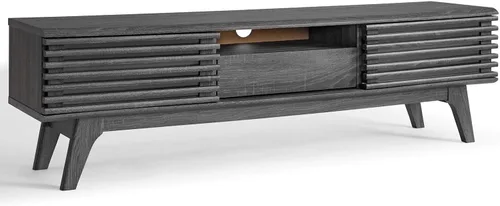 Vista 10 de Modway Render - Mueble moderno de mediados de siglo para mesa de bufé o TV de 63 pulgadas, en color roble