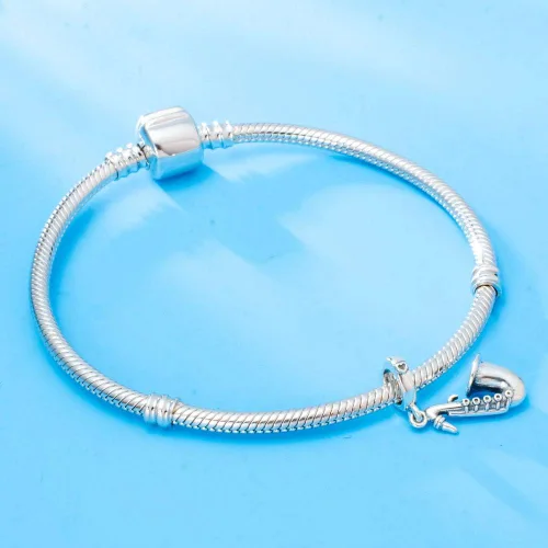 Vista 4 de ABUN Love Music - Abalorios de plata de ley 925 para saxofón, para pulsera de cadena de serpiente de 0.118 in, Plata esterlina