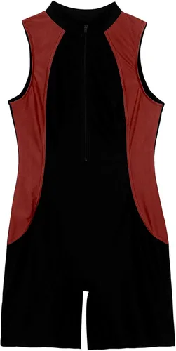 Vista 6 de easyforever Traje de baño deportivo sin mangas de una pieza con bloques de color Boyleg para mujer