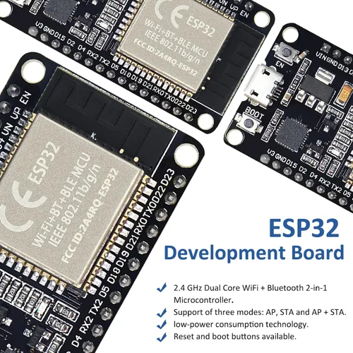 Vista 4 de ESP32S ESP32 Placa de desarrollo 2.4 GHz Dual Core WLAN WiFi + Bluetooth 2-en-1 Microcontrolador ESP-WROOM-32 Chip para Arduino (30PIN, 2PCS)