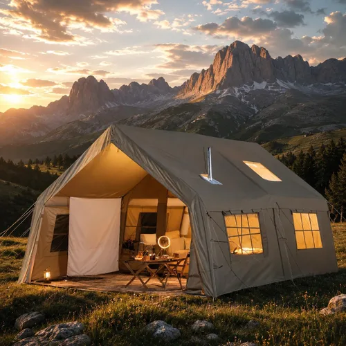 Vista 10 de Carpas inflables de 15.7 x 11.8 pies para camping, 8-12 personas 2 habitaciones con tragaluz de TPU, pantalla de película, puerto de aire