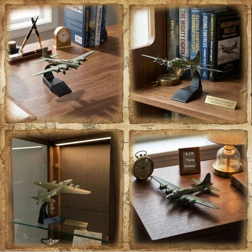 Vista 5 de B-17 Flying Fortress - Aviones fundidos a presión a escala 1/144, modelo de avión de metal pesado para coleccionista, entusiasta de la aviación