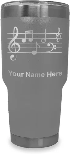Vista 37 de LaserGram Vaso aislado al vacío de 20 onzas, personal de música, grabado personalizado incluido (negro)