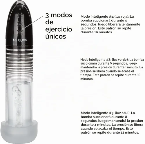Vista 5 de CalExotics, Optimum Series Bomba inteligente automática – Bomba de pene de mejora masculina con funda de silicona Stroker – Juguetes sexuales