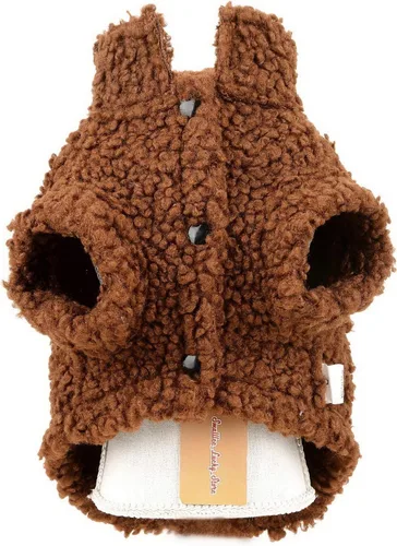 Vista 8 de SMALLLEE_LUCKY_STORE Chaqueta de gamuza sintética para mascotas, abrigo de invierno con forro polar mullido con anillo en D para perros pequeños