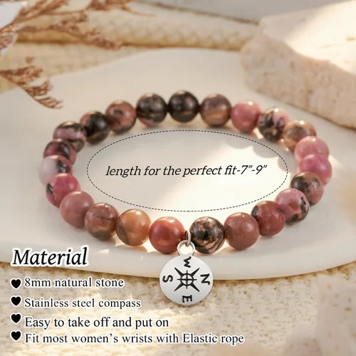 Vista 4 de HGDEER Pulsera de jubilación de piedra natural para mujeres/hombres 2024, regalos de despedida de despedida, regalo de San Valentín para compañeros