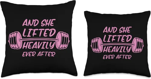 Vista 3 de And She Lifted Heavily Ever After Funny Weightlifting Gym Throw Pillow