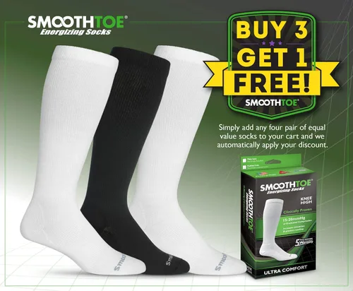 Vista 4 de SmoothToe Calcetines de compresión graduados de 15-20 mmHg Lo mejor para médicos, trabajadores, viajes, enfermeras, correr, hasta la rodilla (1 par)