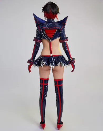 Vista 3 de Miccostumes Disfraz de cosplay con alas y medias para mujer
