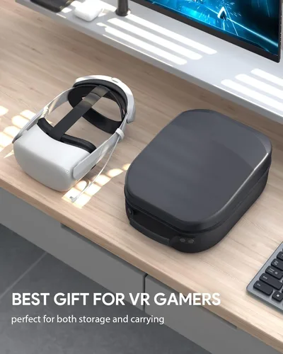 Vista 9 de AUBIKA Juego de accesorios 8 en 1 para MetaOculus Quest 2, incluye correa para la cabeza Elite + funda de transporte rígida + cubierta frontal