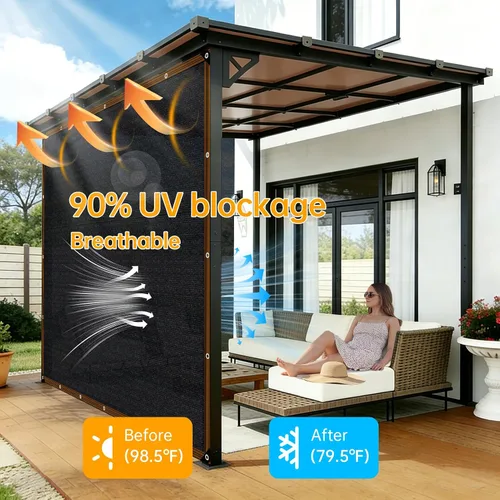 Vista 2 de Shade-Cloth - Lona de malla con ojales, 85 a 90 % para plantas de jardín, 6 x 3 pies, color negro, para pérgola, patio, flores, césped, perrera