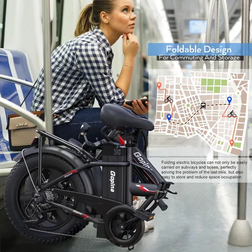 Vista 7 de Vivi Gopina Electric Bike, 16" x 3.0 Fat Tire Electric Bike, Peak 500W Step Thru Electric Bicycle, 48V Removable Battery, Up to 40 Miles, LCD