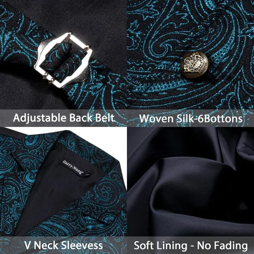 Vista 6 de BarryWang Chaleco de traje victoriano de cachemira para hombre cuello a medida estilo formalocio steampunk gótico