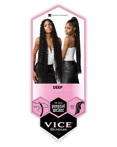 Vista 4 de Sensationnel Vice Bundles - Extensiones de cabello virgen sintético profundo de 30 pulgadas para coser y cola de caballo, cabello largo – Vice 30