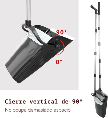Vista 3 de Juego combinado de escoba con recogedor de 54 pulgadas de mango largo para el hogar, oficina, cocina, limpieza (negro y gris)