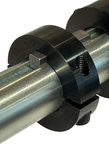 Vista 2 de Collar de eje dividido de 1 pulgada, acero, con llave. (paquete de 2). Para ejes de Go Kart y mini bicicleta.