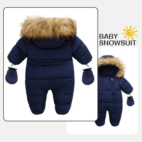 Vista 2 de Traje de nieve de invierno para bebé niña, chaqueta para niño, mono con capucha