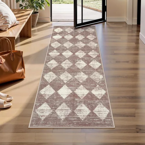 Vista 26 de Lahome - Tapete con diseño de entramado marroquí, a cuadros, pequeño, suave y antideslizante, moderno, resistente a las manchas, para puerta Negro