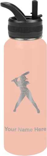 Vista 30 de LaserGram Botella de agua personalizada de 32 onzas, jugador de softbol Regalo grabado para jugadores de sóftbol, acero inoxidable aislado al vacío