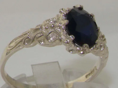 Vista 3 de Anillo de plata de ley 925 auténtica auténtica zafiro para mujer