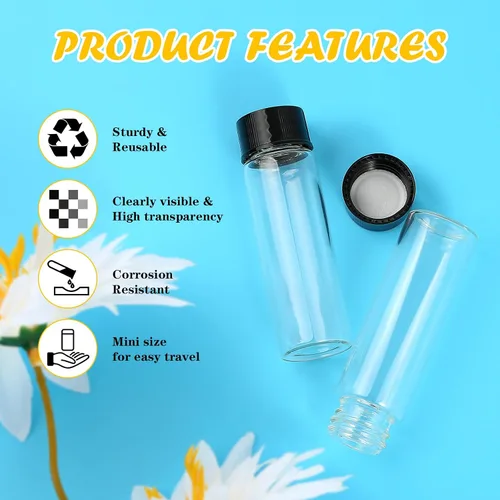 Vista 4 de Paquete de 20 Frascos de Vidrio Transparente de 0.135 fl oz con Tapas de Rosca, Frascos Pequeños para Líquidos para Aceite Esencial