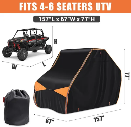 Vista 5 de Funda UTV, lado a lado, impermeable, resistente al aire libre, material Oxford 600D, compatible con Can Am Defender Polaris RZR Ranger Ctmoto Cforce