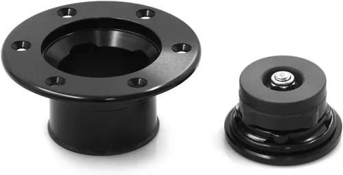 Vista 6 de Billet Tapa de tanque de sobretensión de combustible de aluminio de 1.398 in con 6 agujeros sin ventilación (negro)