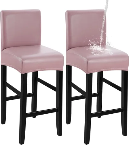 Vista 35 de YISUN - Fundas para taburete de bar, mezcla de forro polar elástico y poliéster, lavables y removibles, para taburete de bar y silla alta, con Beige