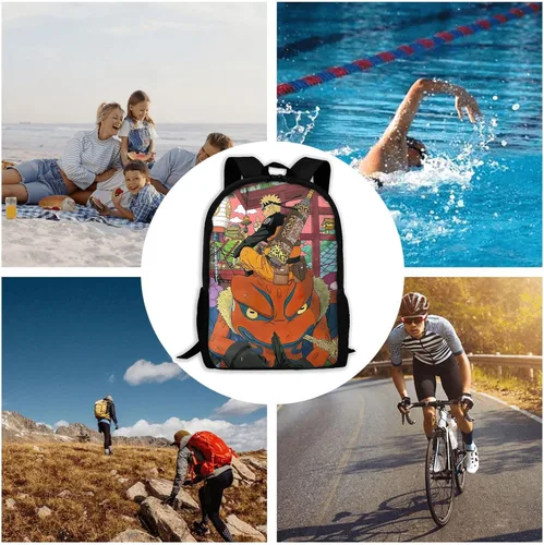 Vista 7 de Mochila de dibujos animados con impresión 3D de viaje multiusos de anime con correas ajustables, Haa-04, talla única