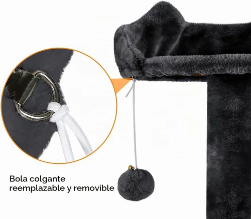 Vista 5 de Yaheetech Árbol para gatos de varios niveles para gatos grandes, con cómodos condominios para gatos de interior Multi-level activity center, Negro