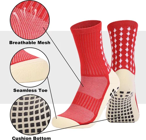 Vista 4 de wonhag Calcetines de fútbol para hombre antideslizantes 134 pares de almohadillas antideslizantes para fútbol, baloncesto, deportes con pinzas