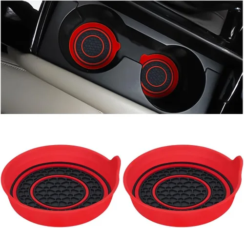 Vista 8 de Bittwee 2 piezas Posavasos para tazas de automóvil, alfombrillas de silicona para botellas de agua para vehículos, antideslizantes, impermeables