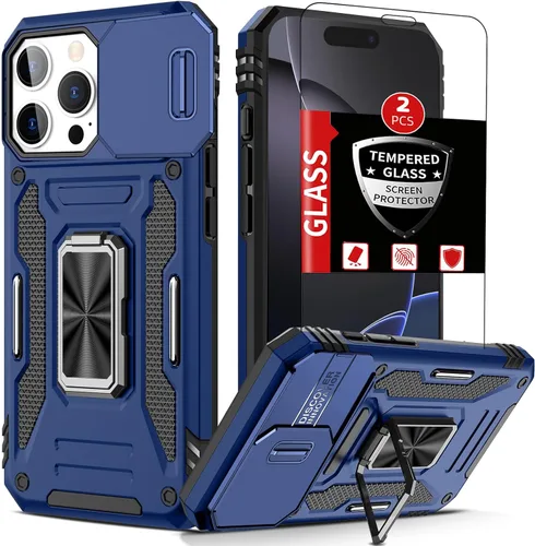 Vista 25 de Funda para iPhone 12 Pro Max con 2 protectores de pantalla, cubierta deslizante integrada para cámara para 12Pro Max, funda para teléfono