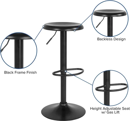Vista 5 de Flash Furniture Taburete de bar retro de altura ajustable de la serie Madrid en acabado negro