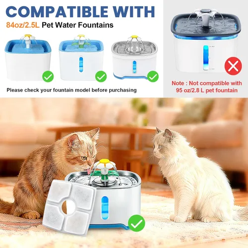 Vista 2 de Repuesto de filtro de fuente de agua para gatos, paquete de 8 filtros de fuente para gatos compatibles con dispensador de agua automático cuadrado
